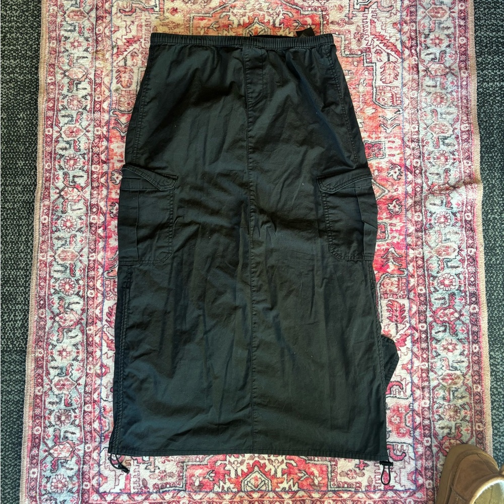 Black Cargo Maxi Skirt